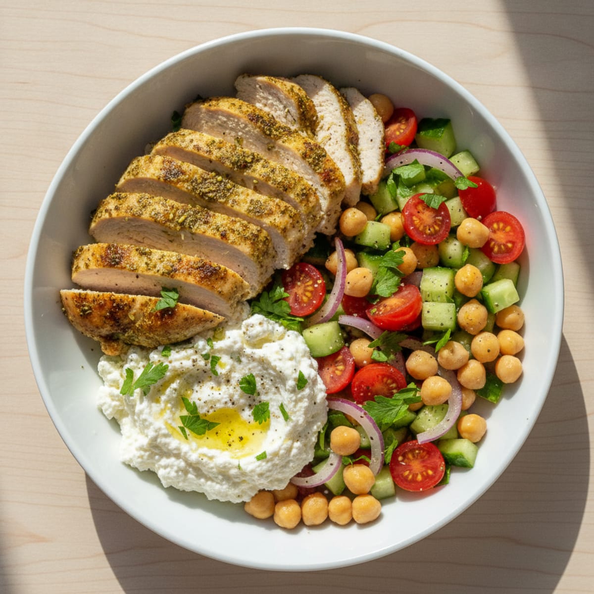 Middle Eastern Chicken & Cottage Cheese Power Bowl
