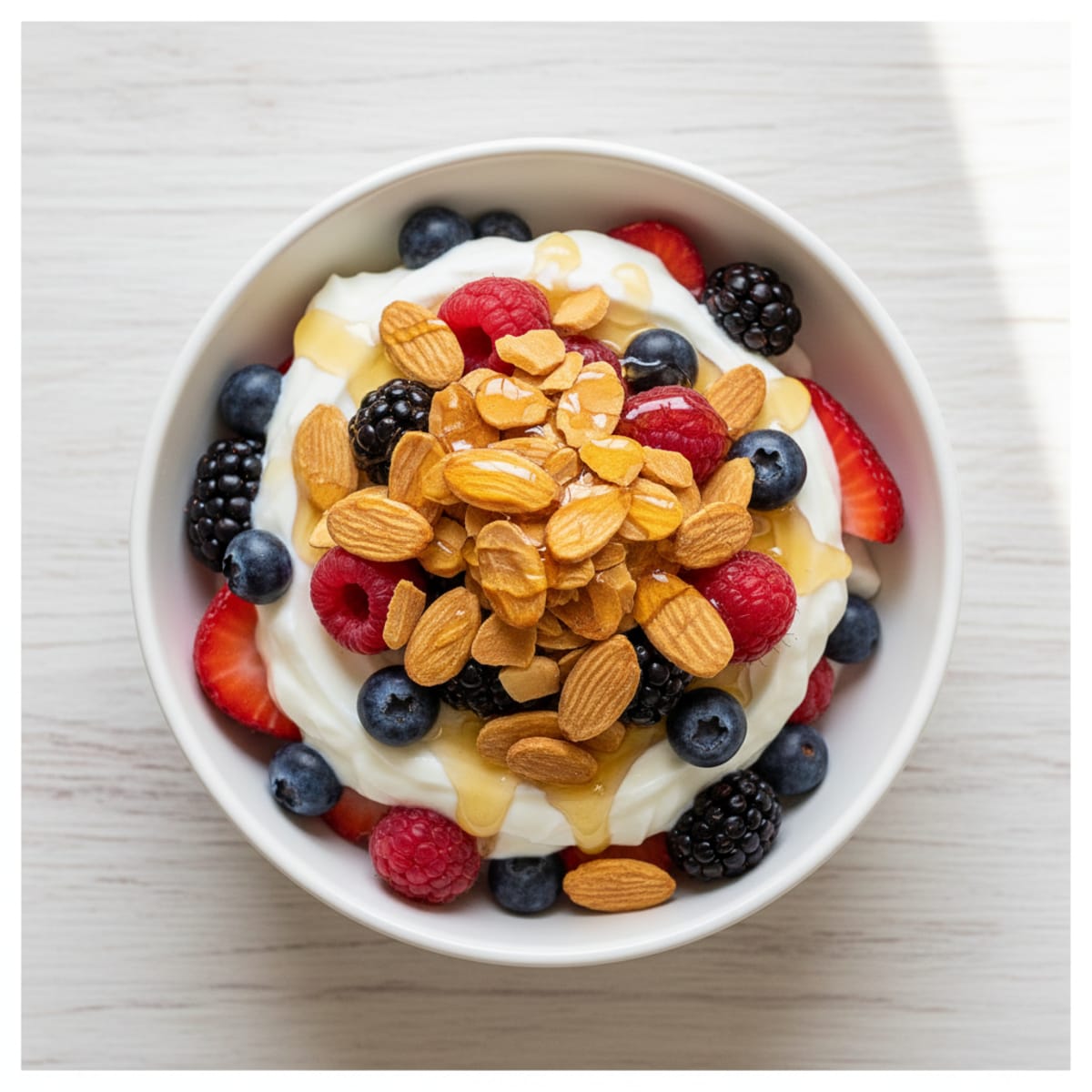 Creamy Greek Yogurt Parfait with Mixed Berries and Almonds