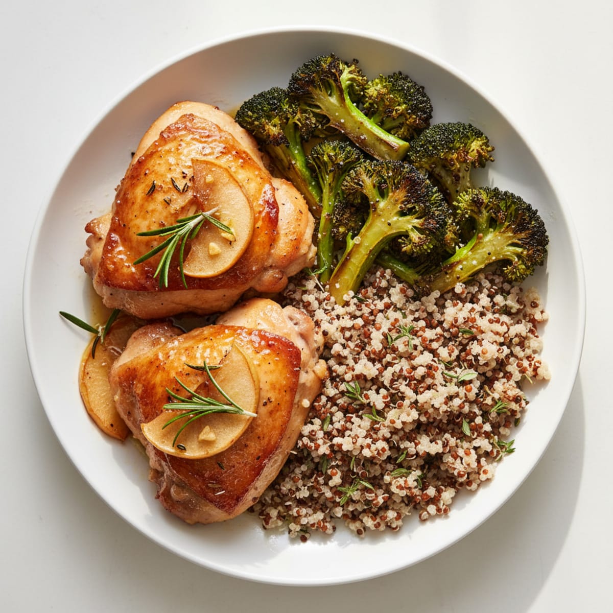 Herb-Roasted Chicken Thighs with Roasted Broccoli and Quinoa
