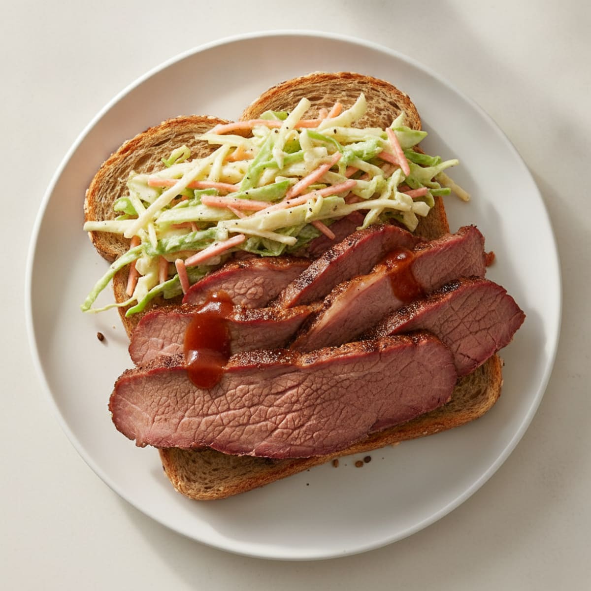 Smoky Brisket Sandwich with Tangy Slaw