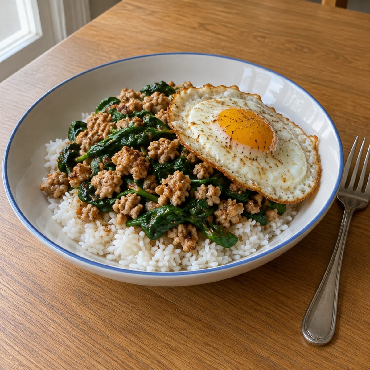 Turkey and egg breakfast bowl