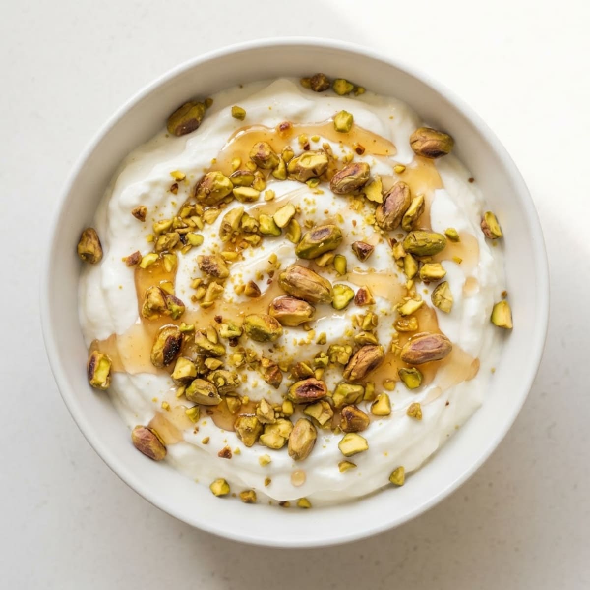 Creamy Greek Yogurt with Protein Powder, Pistachios and Honey