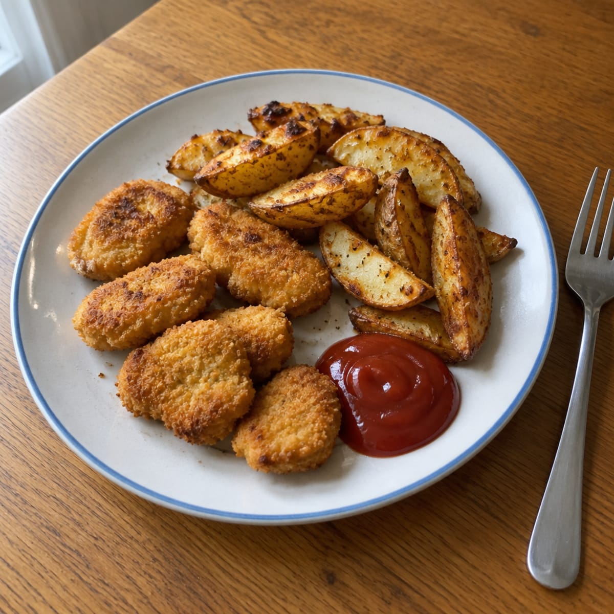 Chicken nuggets and roasted potatoes