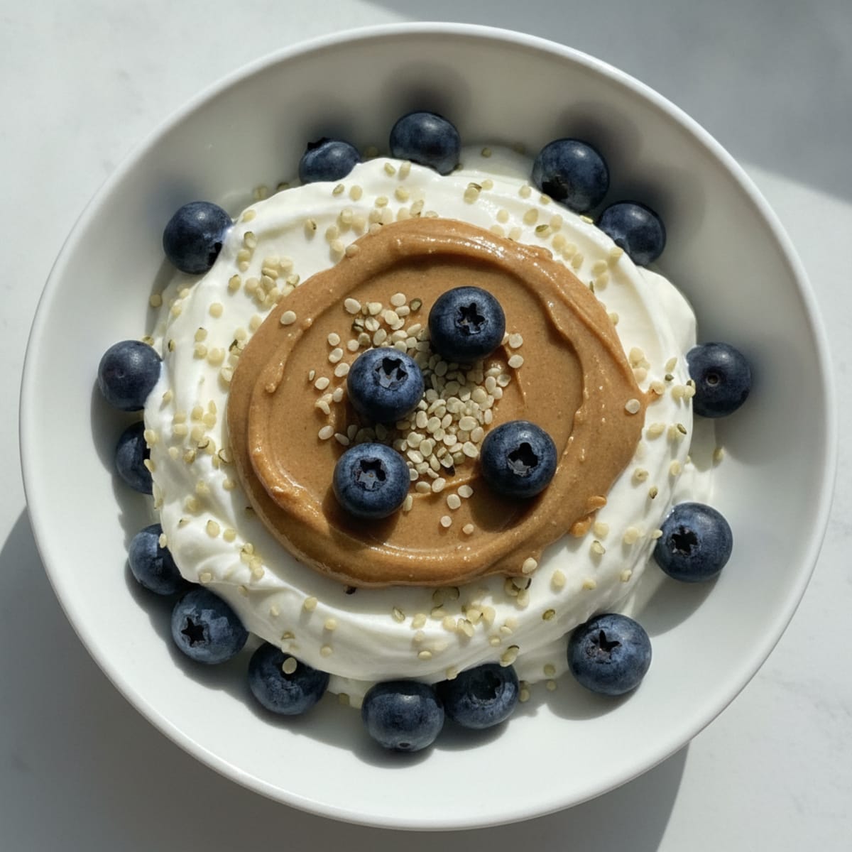 Silky Greek Yogurt Parfait with Hemp Seeds and Almond Butter