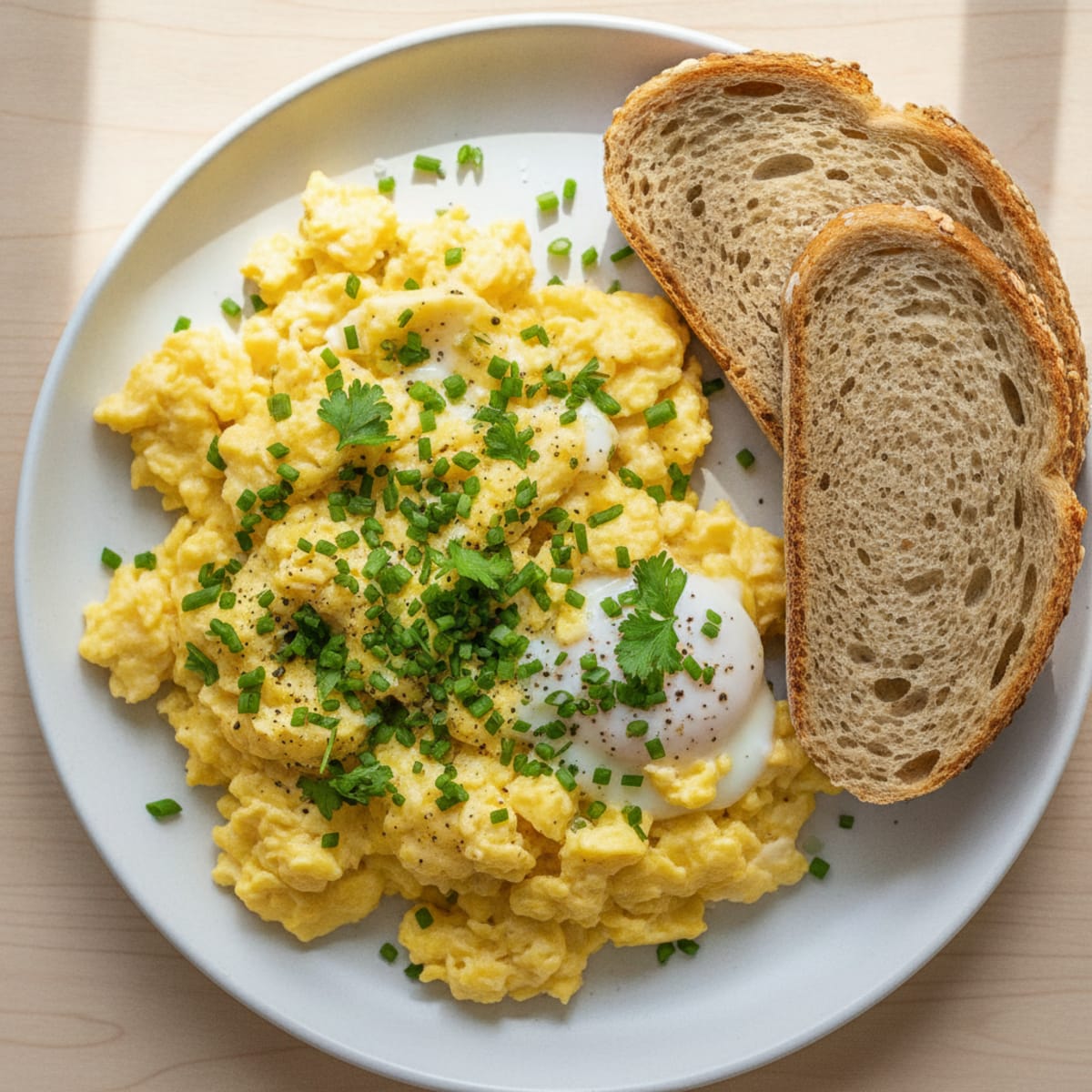 Fluffy Scrambled Eggs with Fresh Herbs