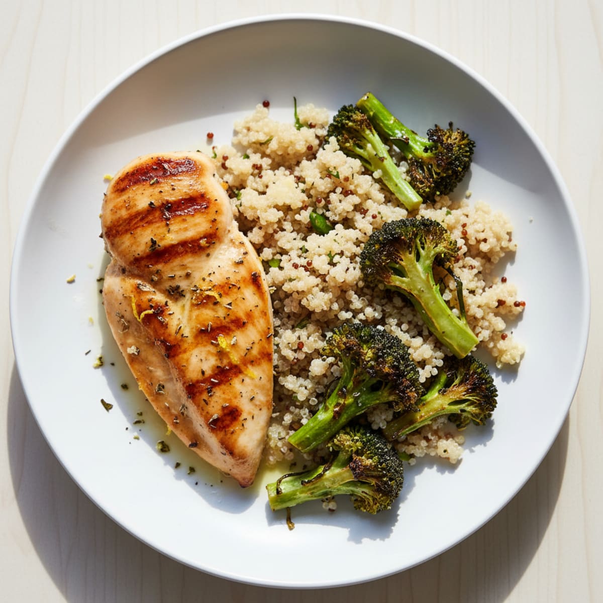Grilled Chicken Breast with Roasted Broccoli and Quinoa