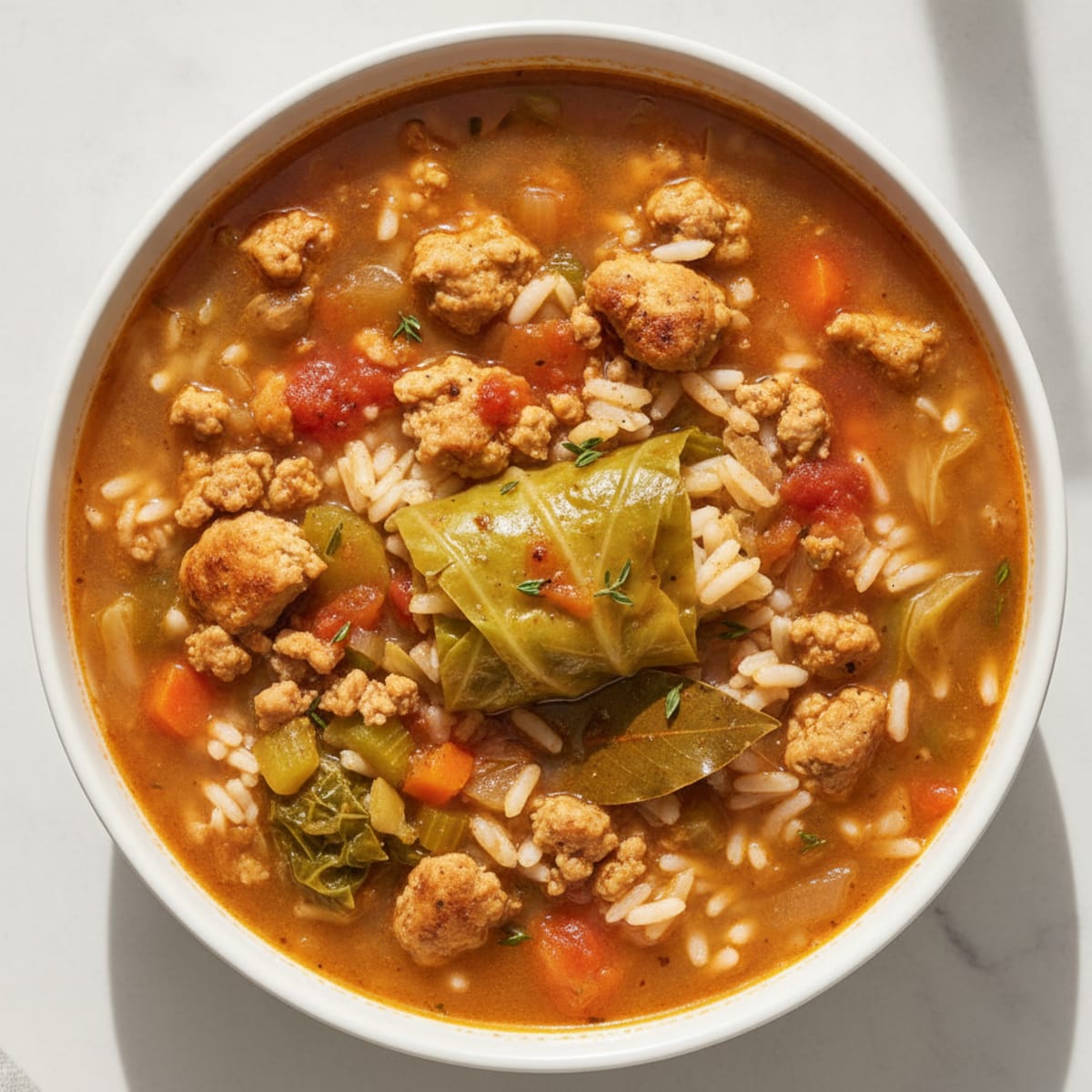 Hearty Cabbage Roll Soup with Ground Turkey