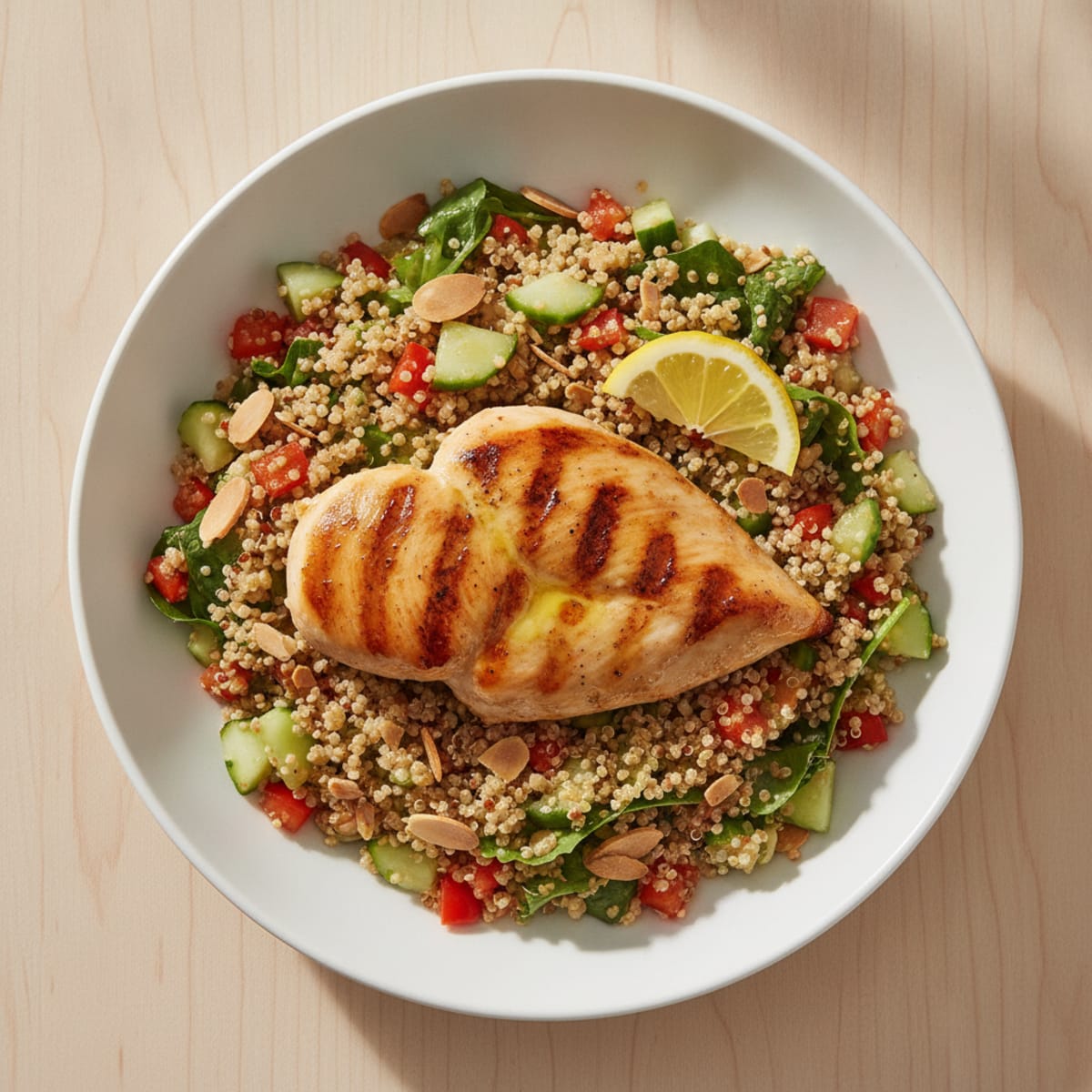 Grilled Chicken Breast with Crunchy Quinoa Salad
