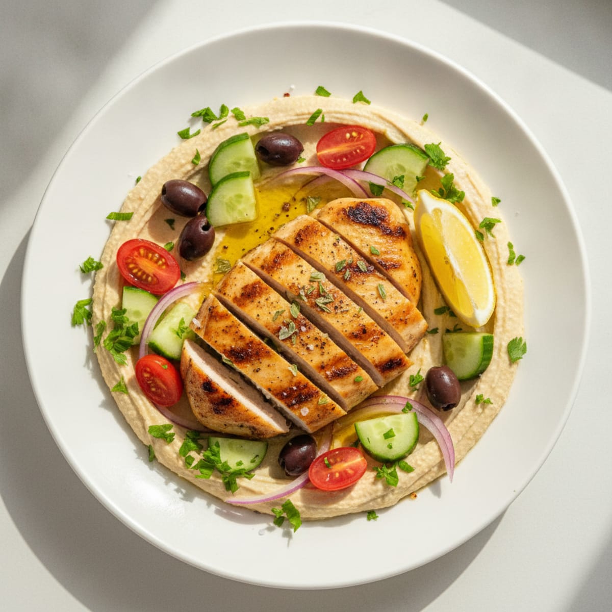 Hummus Platter with Grilled Chicken