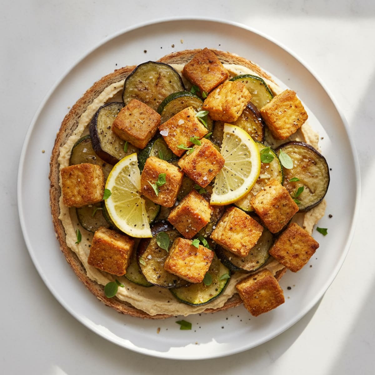 Lemon-Herb Tempeh with Roasted Vegetables