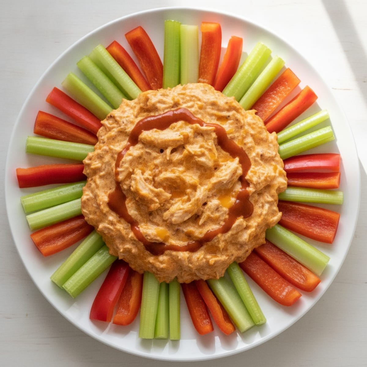 Clean Buffalo Chicken Dip with Crisp Veggie Dippers