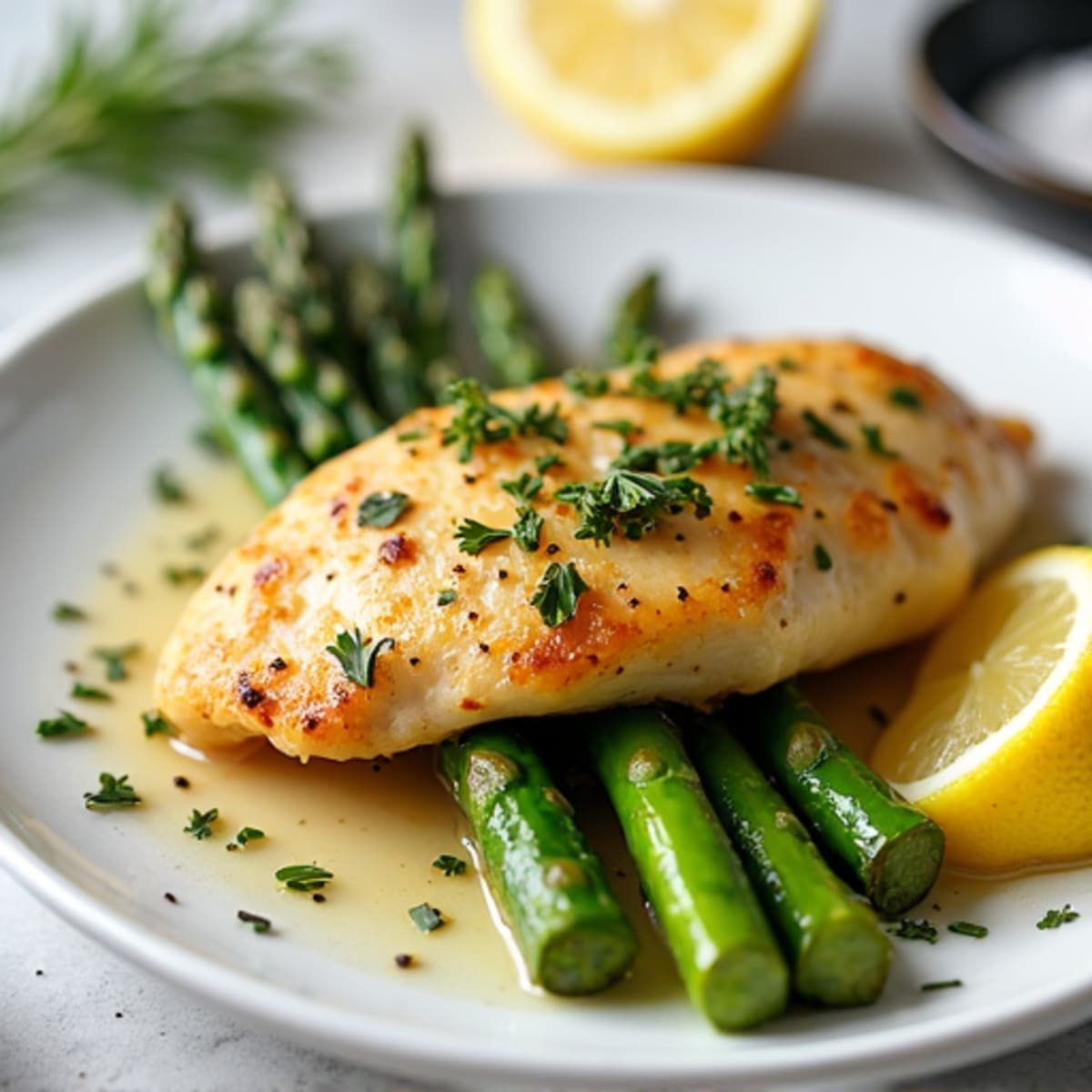 Lemon Herb Chicken Breast with Roasted Asparagus