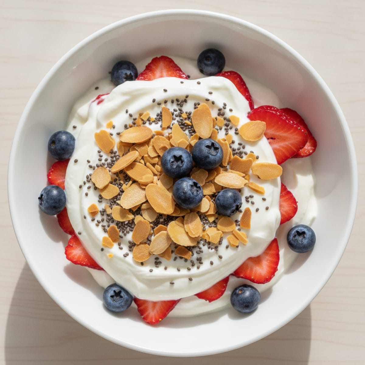 Greek Yogurt Protein Parfait with Berries and Almonds
