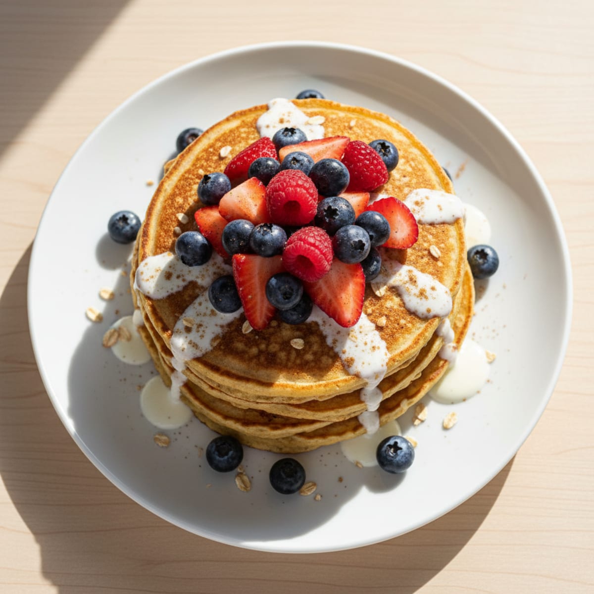 Fluffy Protein Pancakes with Berries