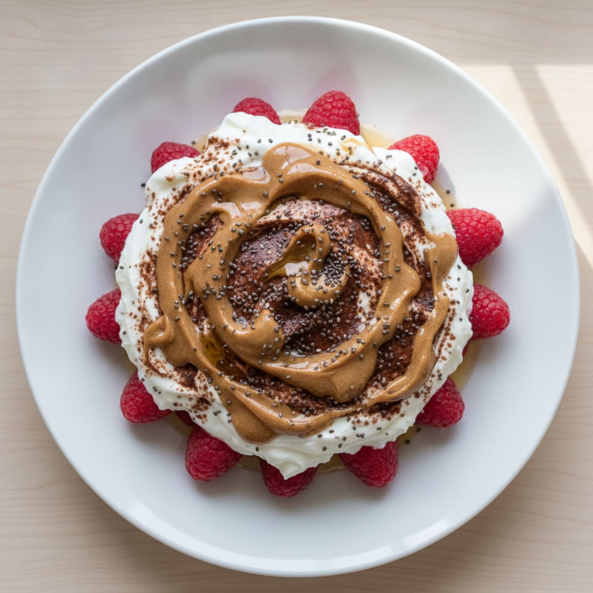 Creamy Protein Yogurt Parfait with Cocoa and Almond Butter