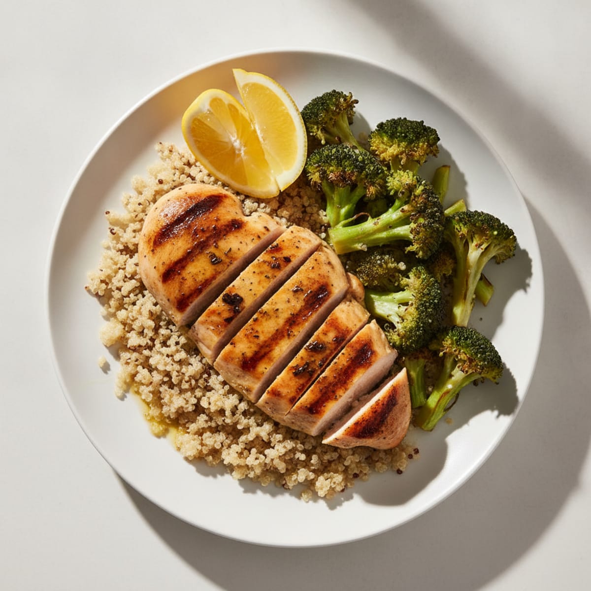 Grilled Chicken Breast with Roasted Broccoli and Quinoa