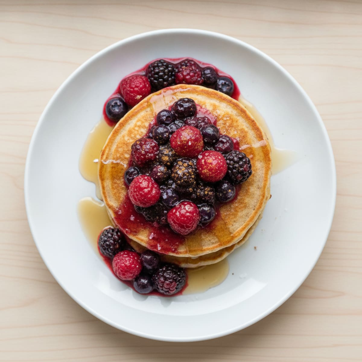 Fluffy Buttermilk Pancakes with Berry Compote