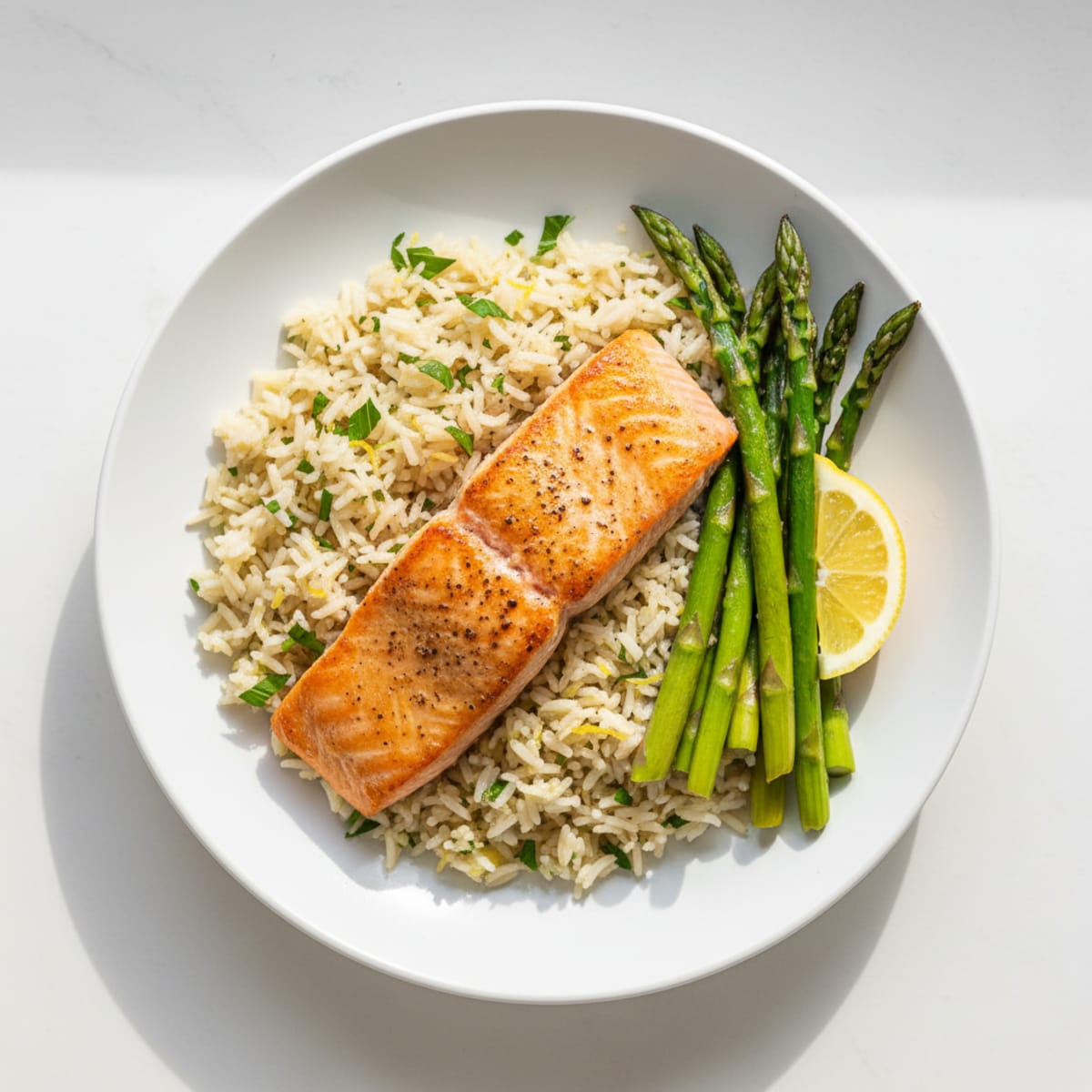 Pan-Seared Salmon with Lemon-Herb Rice