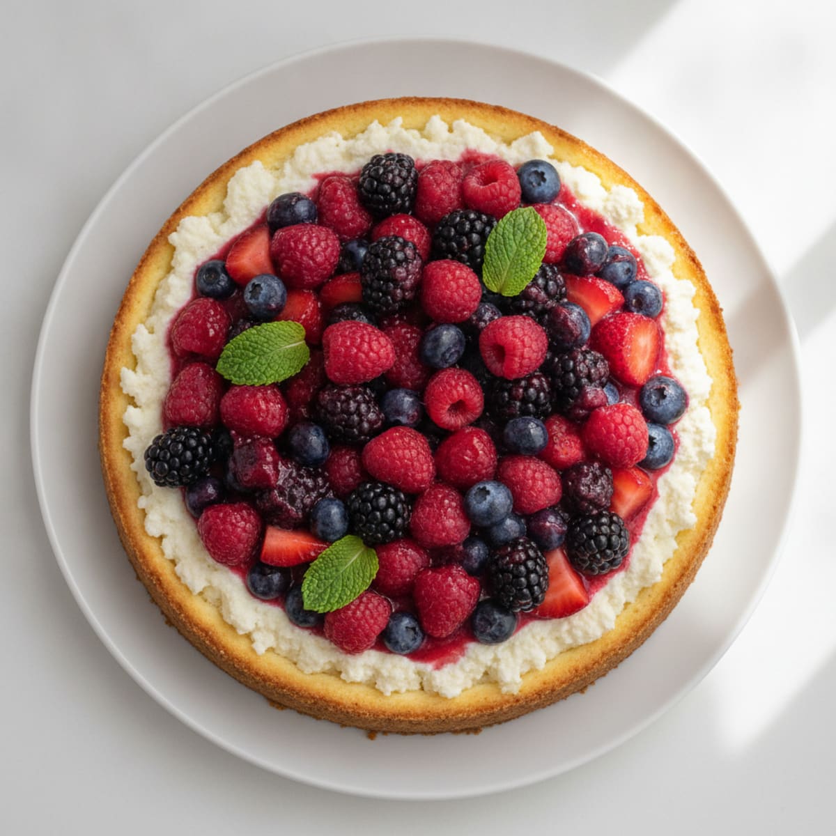 Cottage Cheese Protein Cheesecake with Fresh Berries