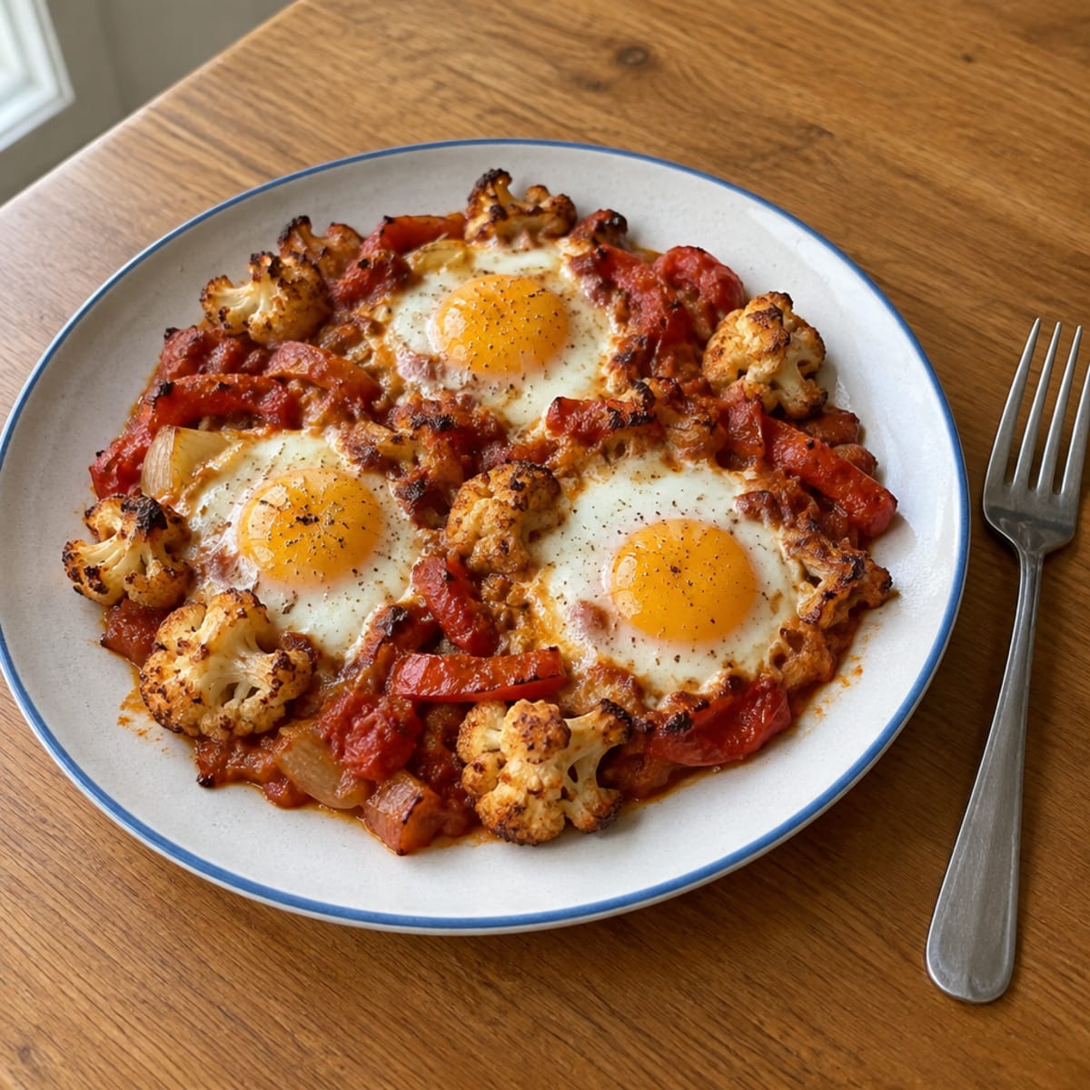 Baked eggs with roasted vegetables