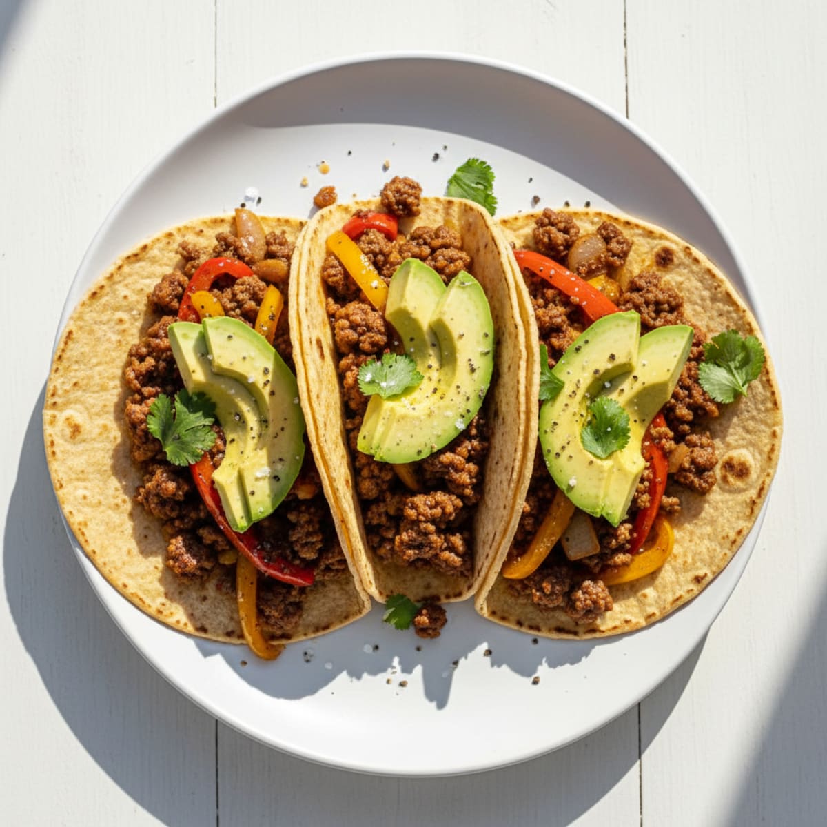 Lean Ground Beef Tacos with Avocado