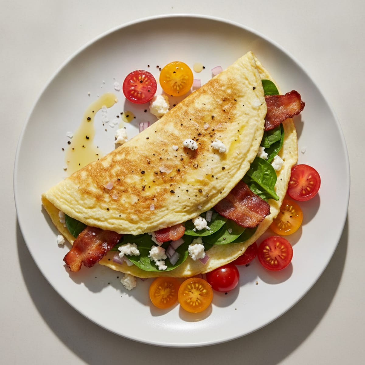 Bacon and Spinach Egg White Omelette