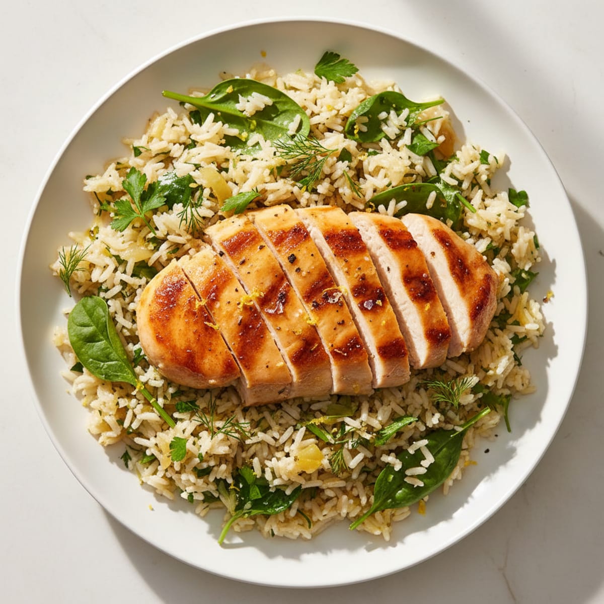 Lemon Herb Rice Pilaf with Pan-Seared Chicken