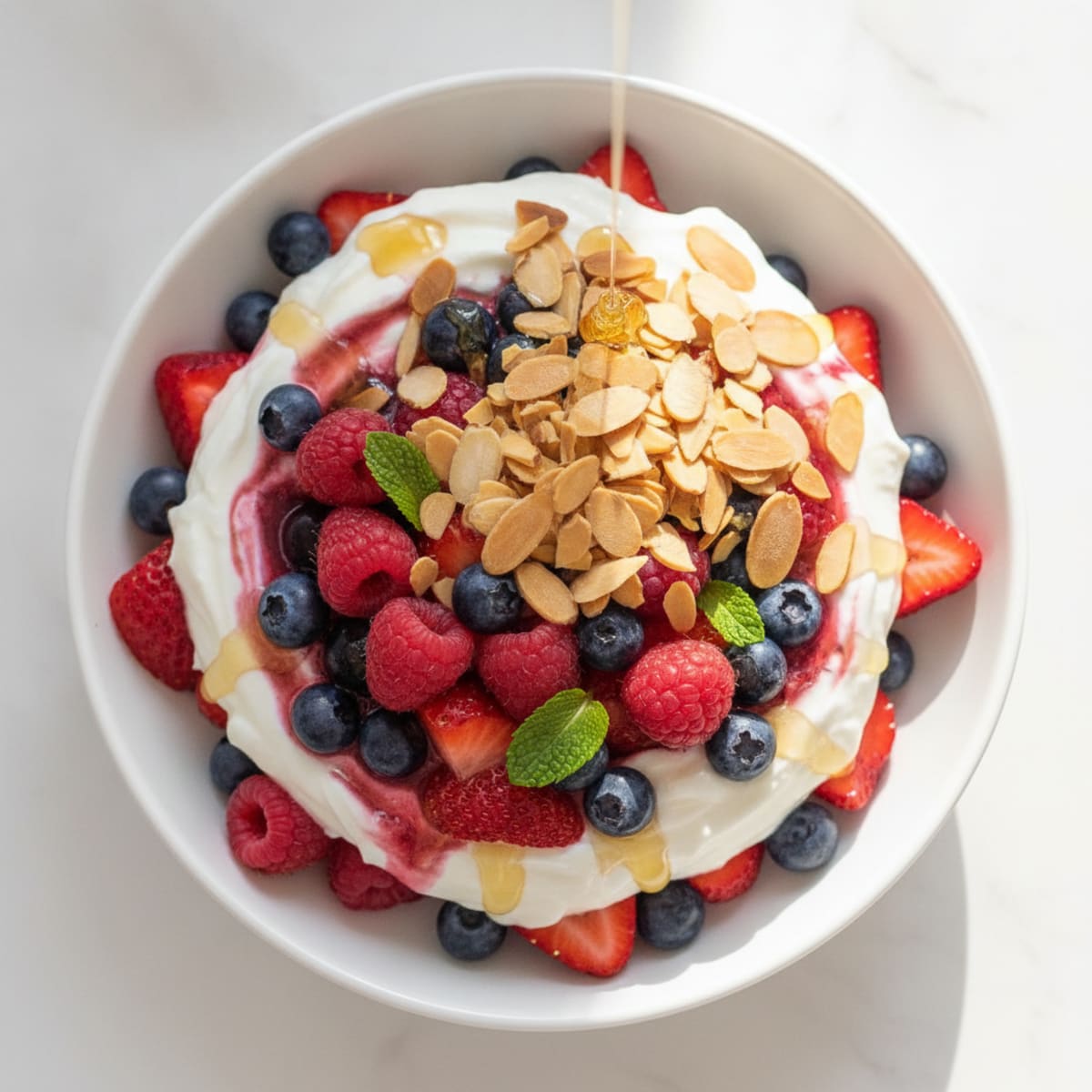 Greek Yogurt Parfait with Mixed Berries and Almonds