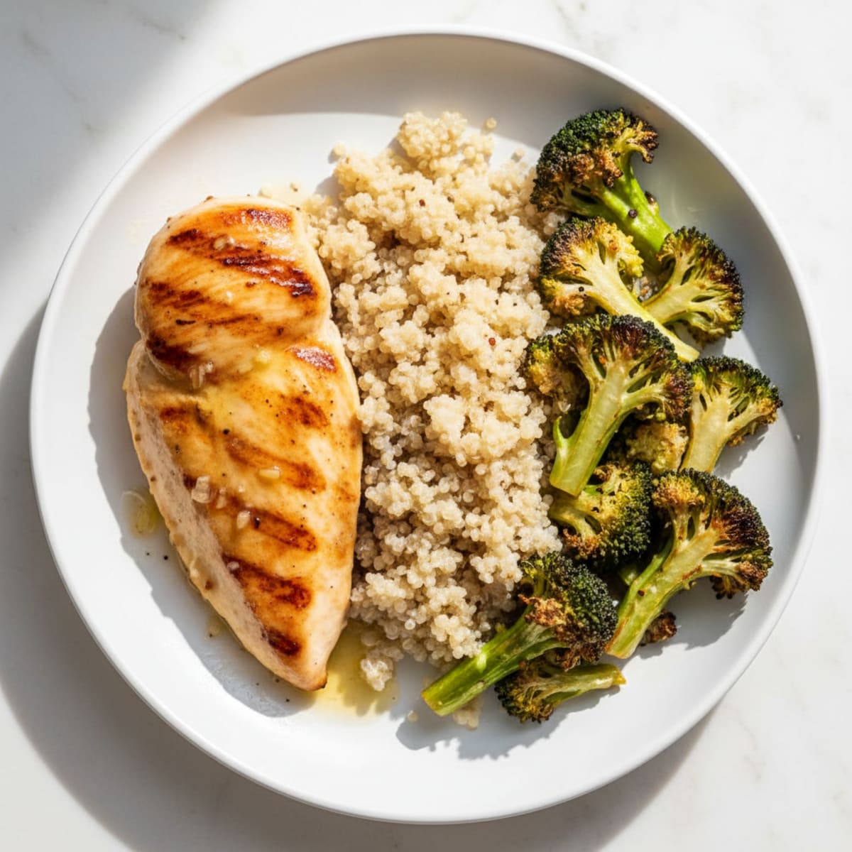 Grilled Chicken Breast with Roasted Broccoli and Quinoa