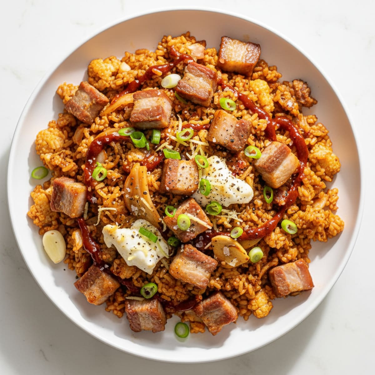 Kimchi Fried Rice with Pork Belly