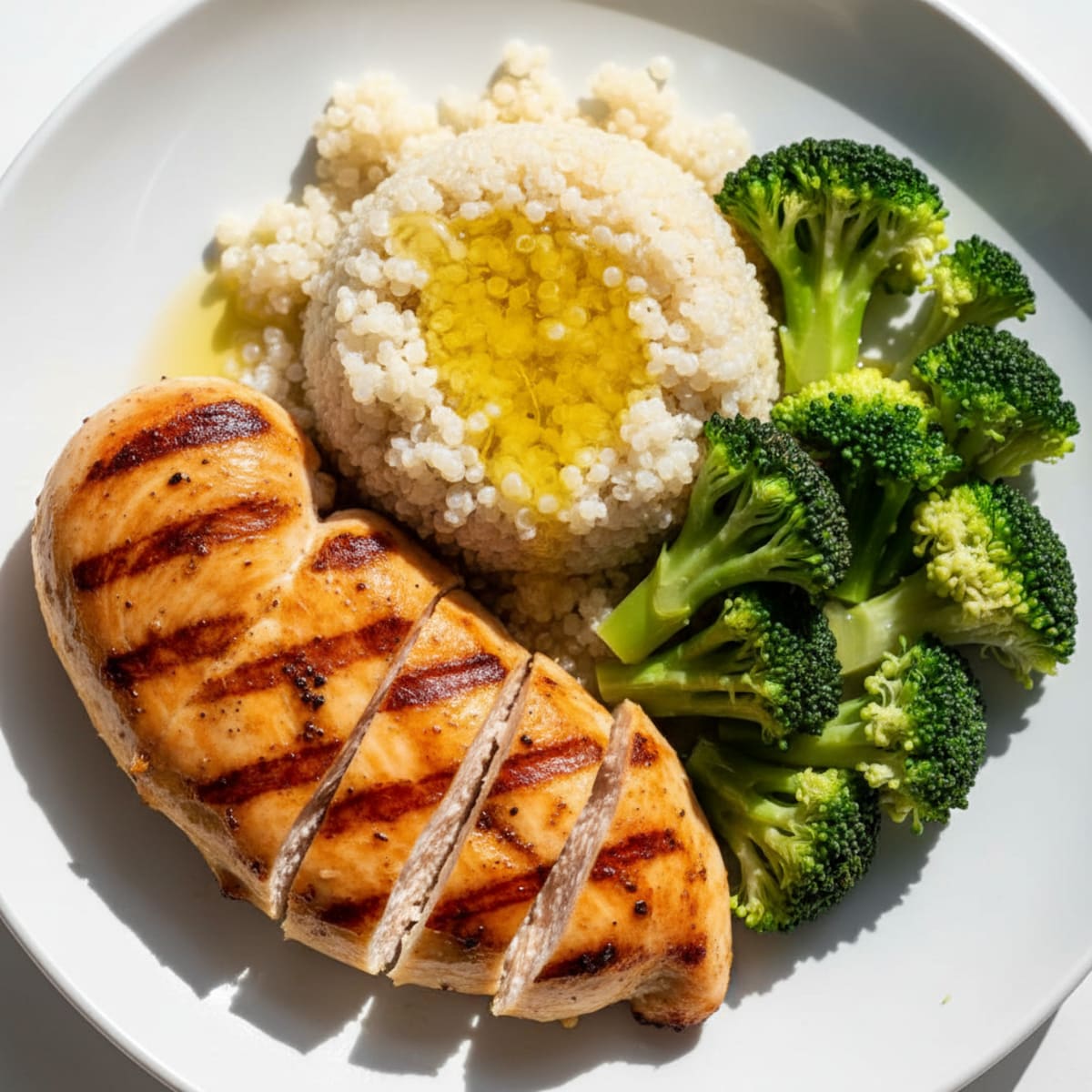 Grilled Chicken Breast with Quinoa and Steamed Broccoli
