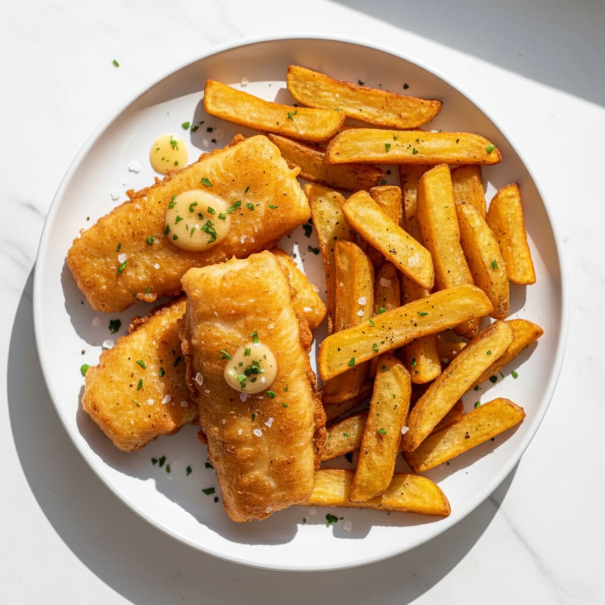 Beer-Battered Cod with Steak Fries