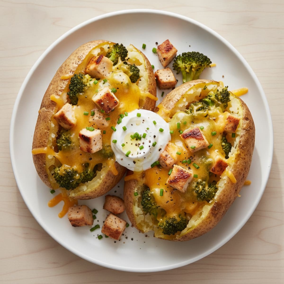 Loaded Baked Potatoes with Broccoli and Cheddar