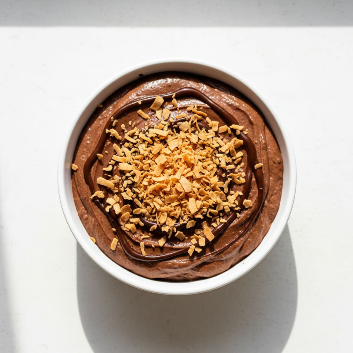 Chocolate Protein Mousse with Toasted Coconut