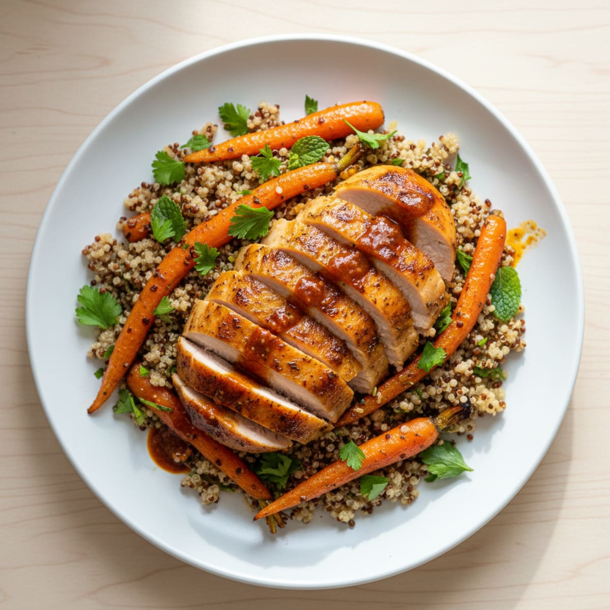 Herb-Roasted Turkey with Roasted Carrot and Quinoa Salad