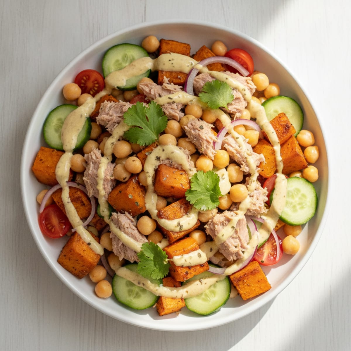Tuna & Chickpea Sweet Potato Bowl