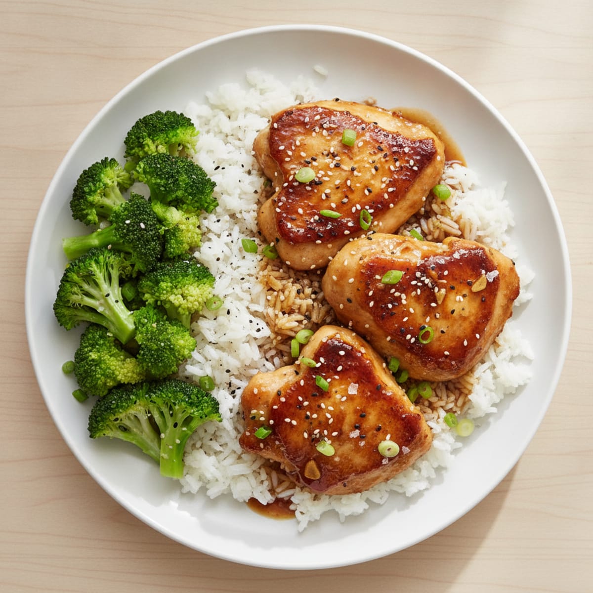 Sticky Asian Glazed Chicken Thighs with Rice