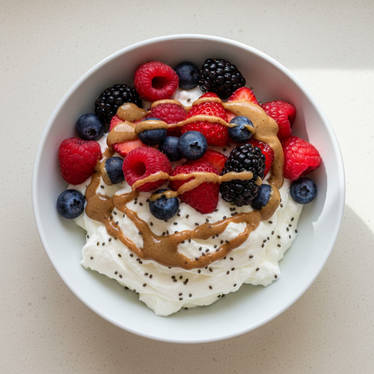 Greek Yogurt Protein Mousse with Mixed Berries