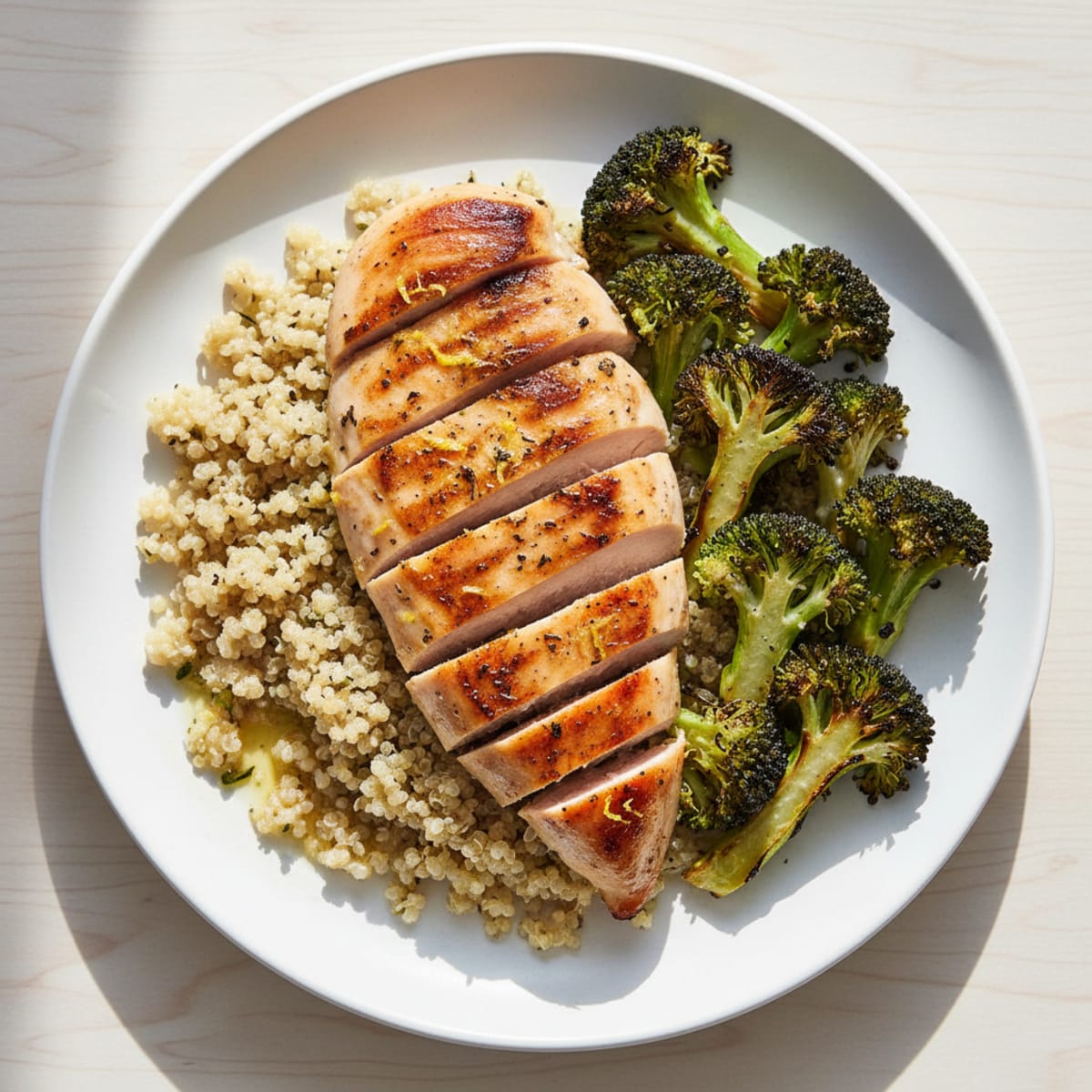 Grilled Chicken Breast with Roasted Broccoli and Quinoa