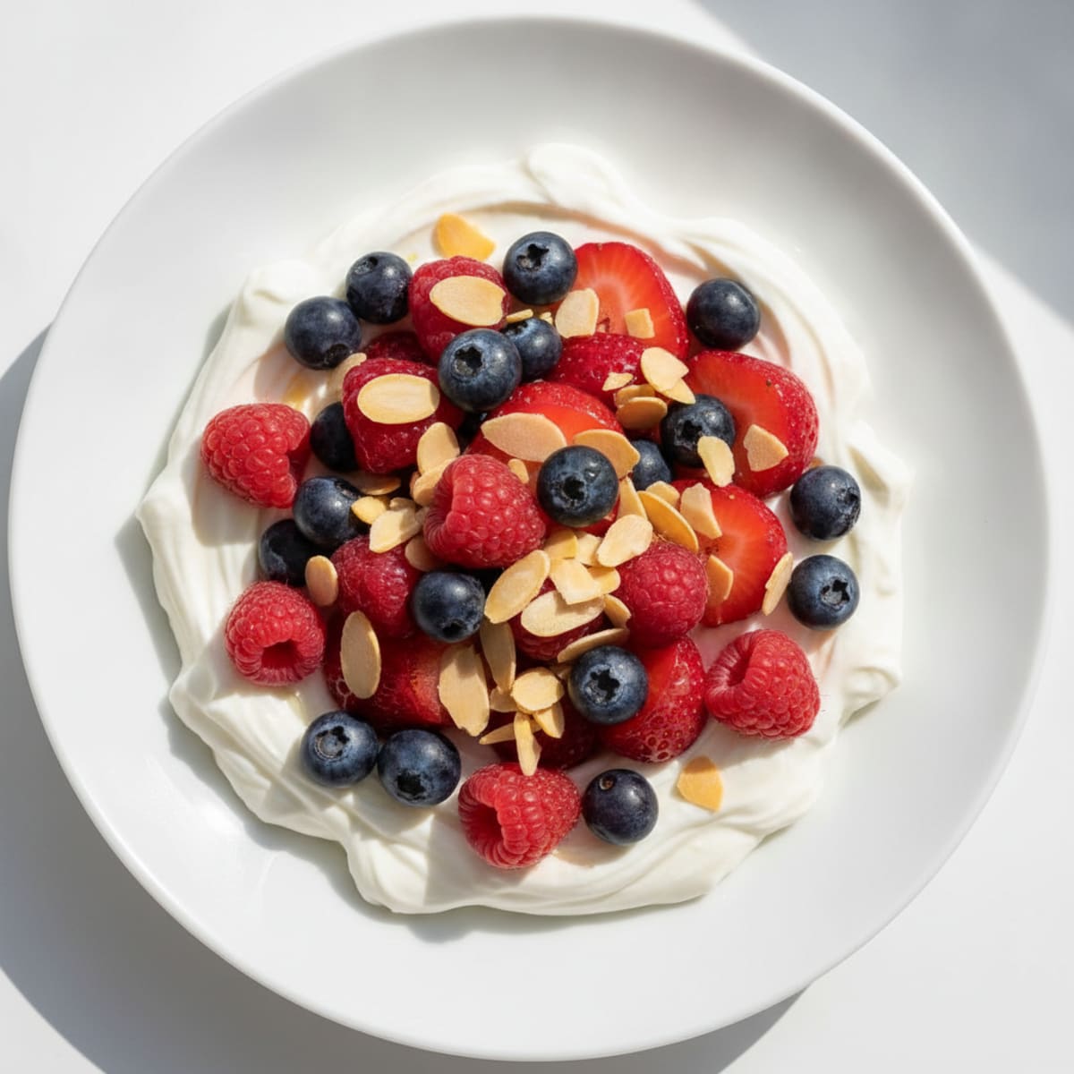 Creamy Greek Yogurt Protein Bowl with Mixed Berries and Almonds