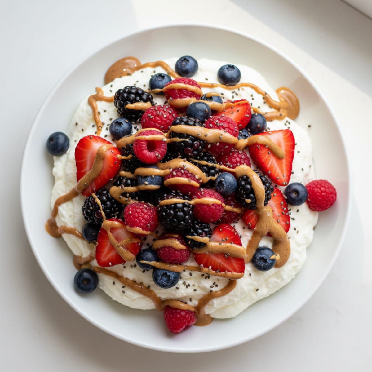 Silky Greek Yogurt Protein Mousse with Mixed Berries