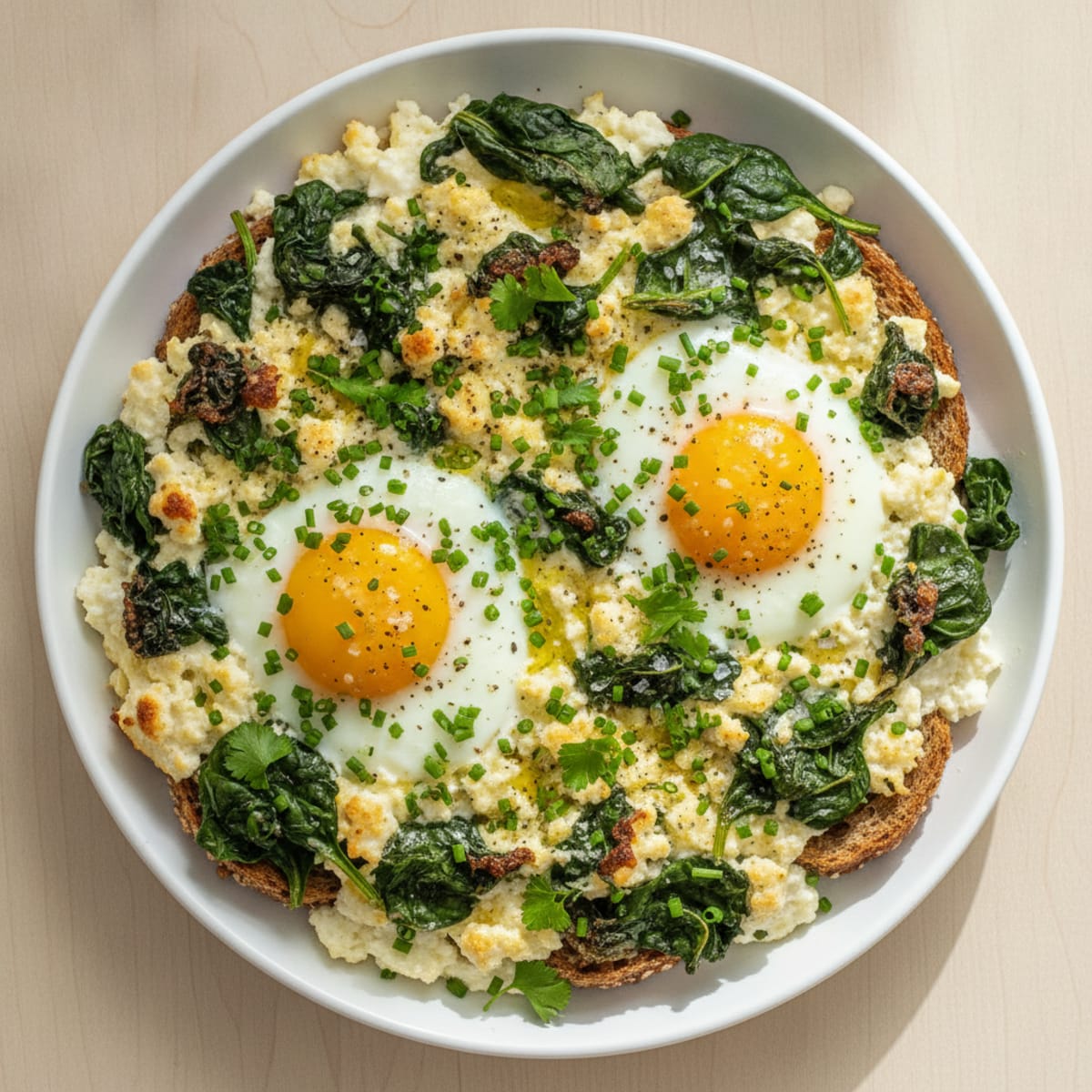 Baked Eggs with Herbed Cottage Cheese