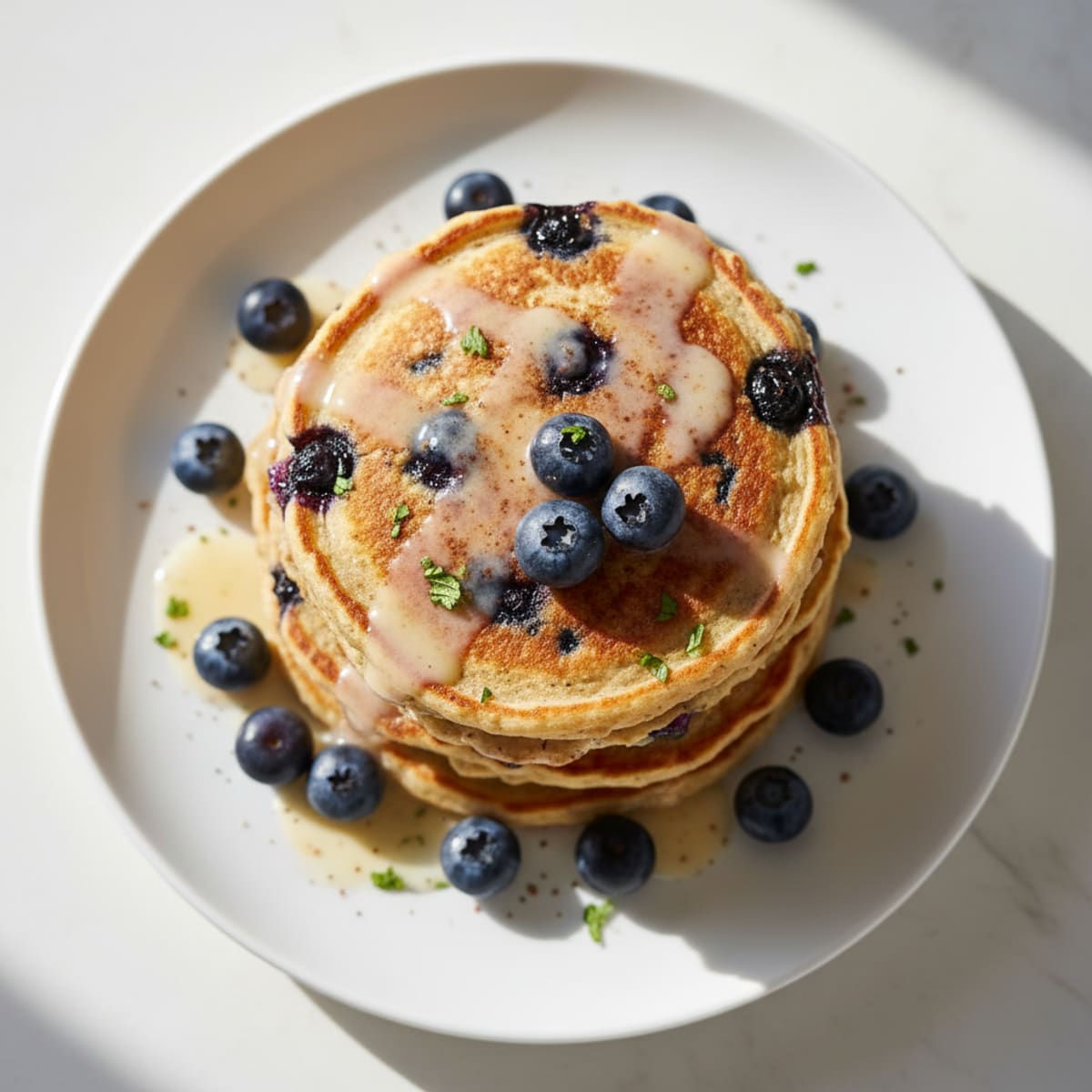 Blueberry Cinnamon Protein Pancakes