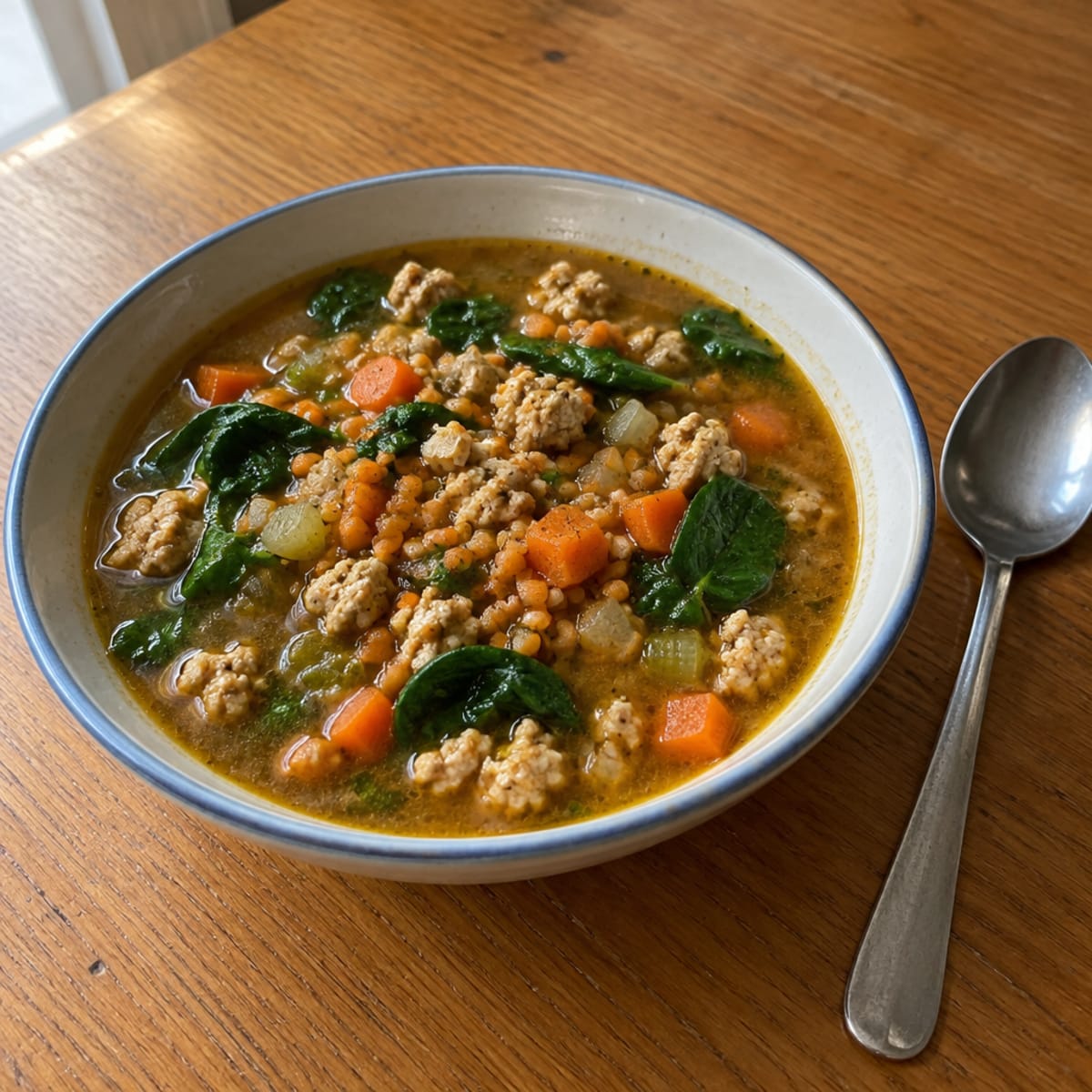 Ground chicken and lentil soup