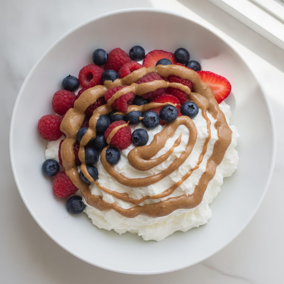 Greek Yogurt Protein Bowl with Mixed Berries and Almond Butter