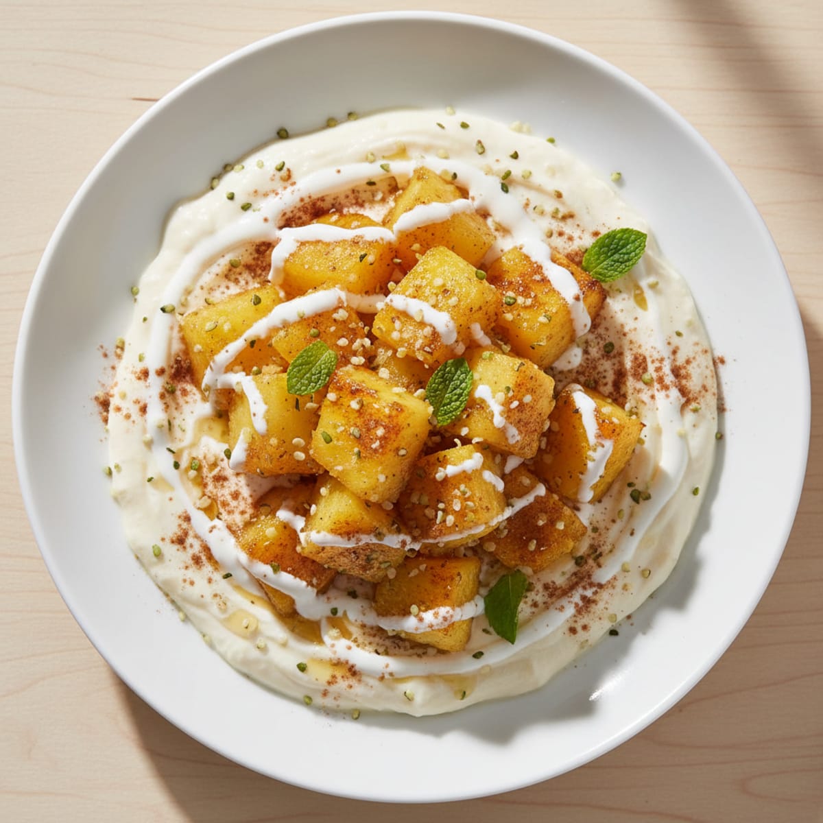 Roasted Pineapple with Vanilla Protein Coconut Cream