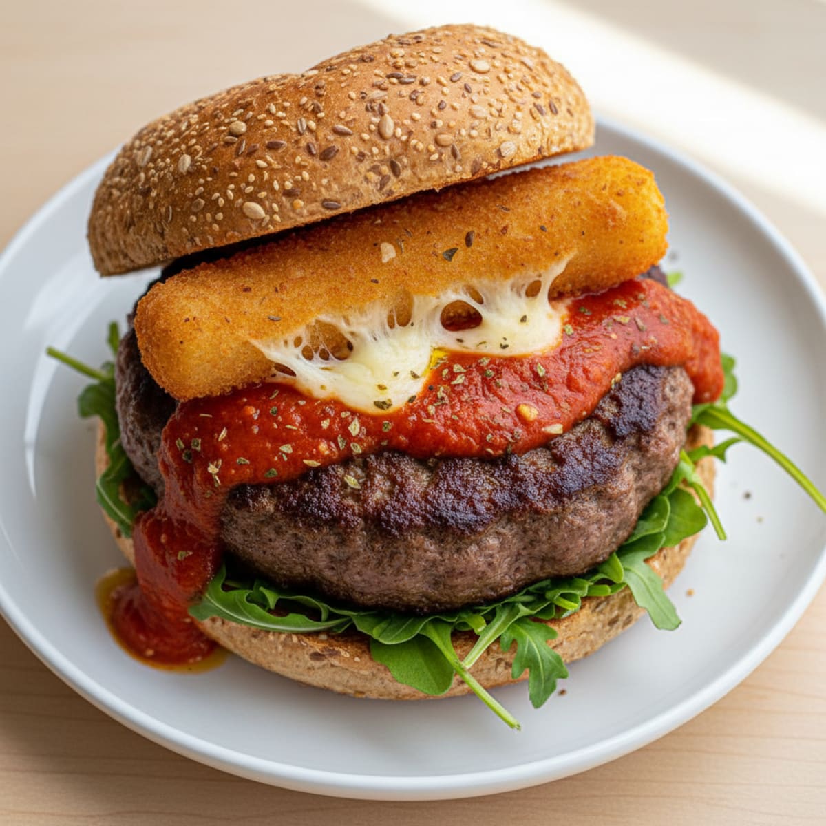 Mozzarella Stick Burger with Marinara