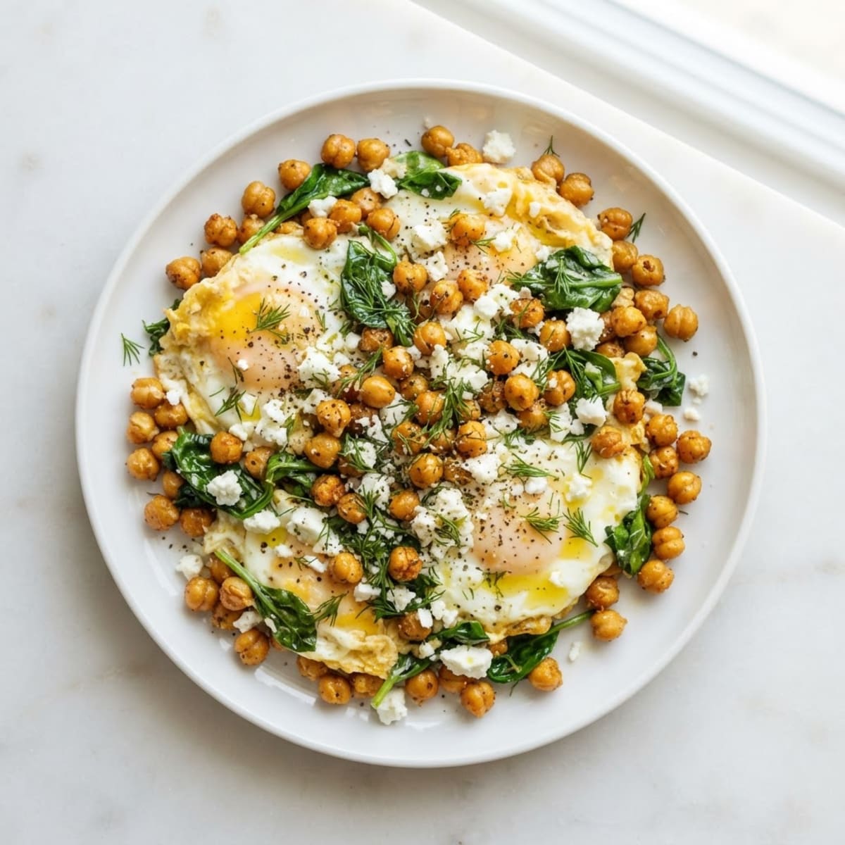 Crispy Chickpea and Egg Scramble with Fresh Herbs