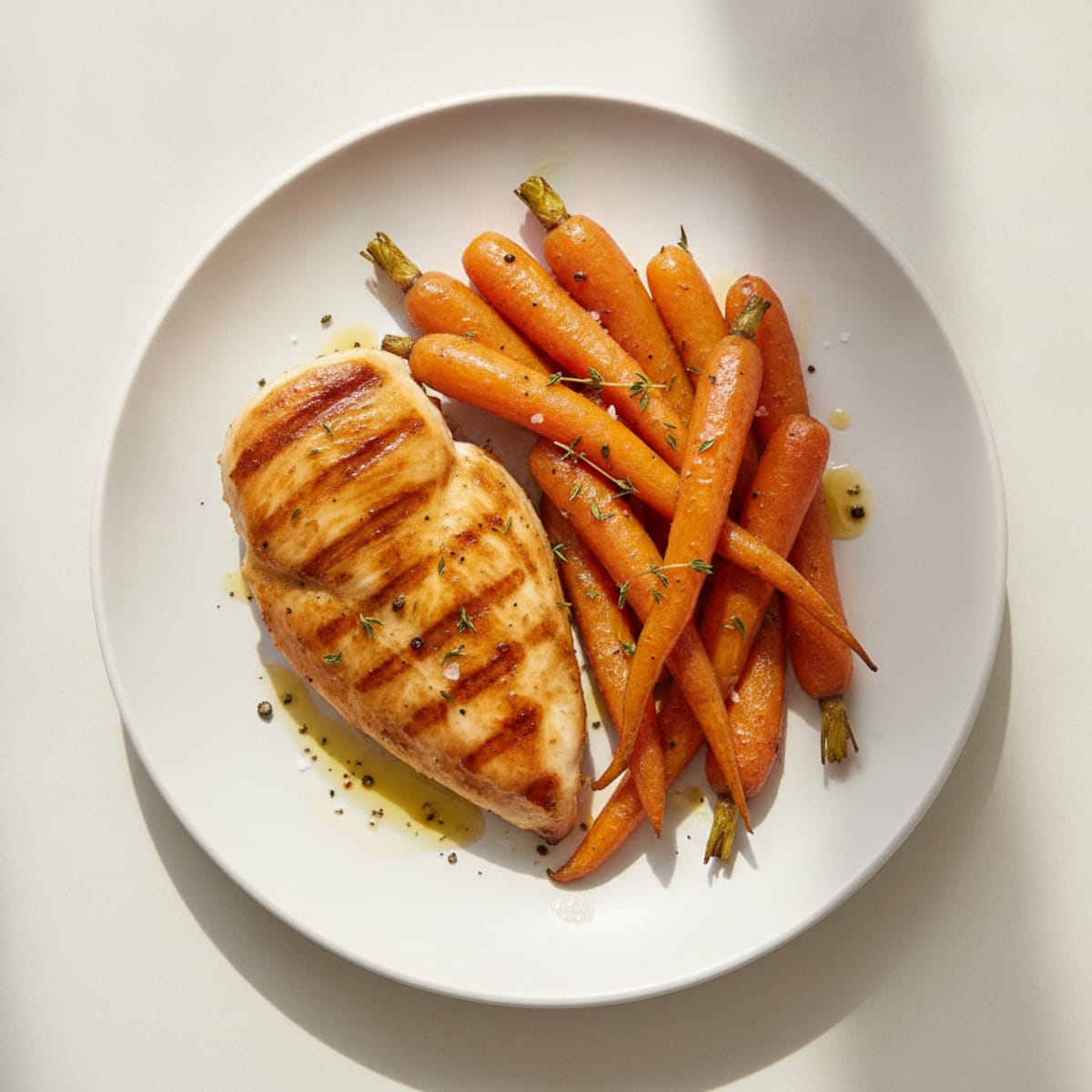 Maple-Glazed Roasted Carrots with Pan-Seared Chicken
