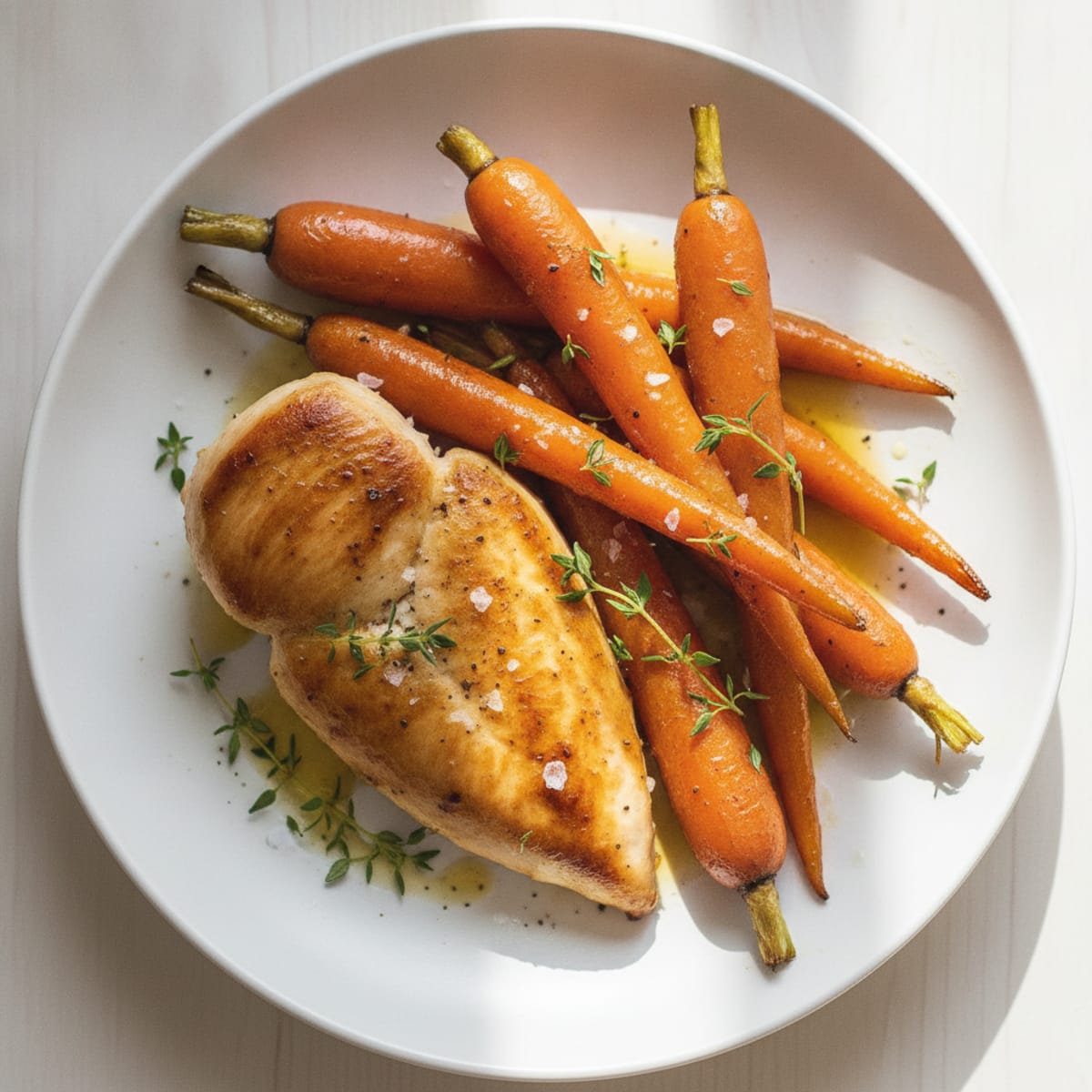 Birch Syrup Glazed Roasted Carrots with Pan-Seared Chicken